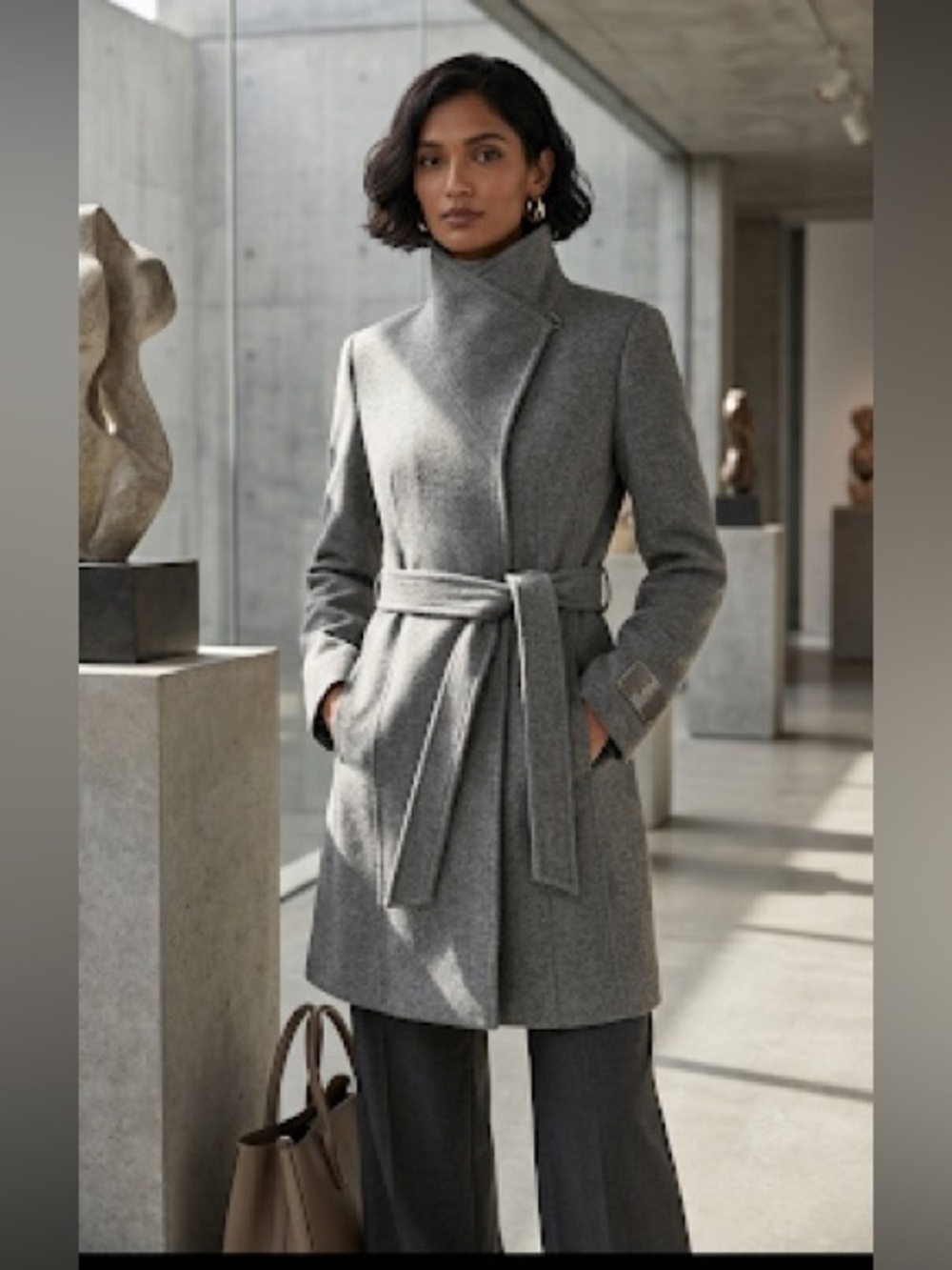 Babaton  The Connor Coat Heather Charcoal  Gray SZ  XS Cashmere Wool  Blend